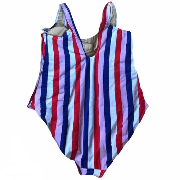Old Navy womens XL Scoop-Neck Striped Swimsuit One Piece Multicolor White Red - Picture 3 of 13